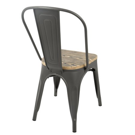 Lumisource Oregon-Farmhouse Stackable Dining Chair in Grey and Brown, PK 2 DC-TW-OR2